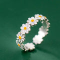 Enamel Daisy Sunflower Open Ring for Women