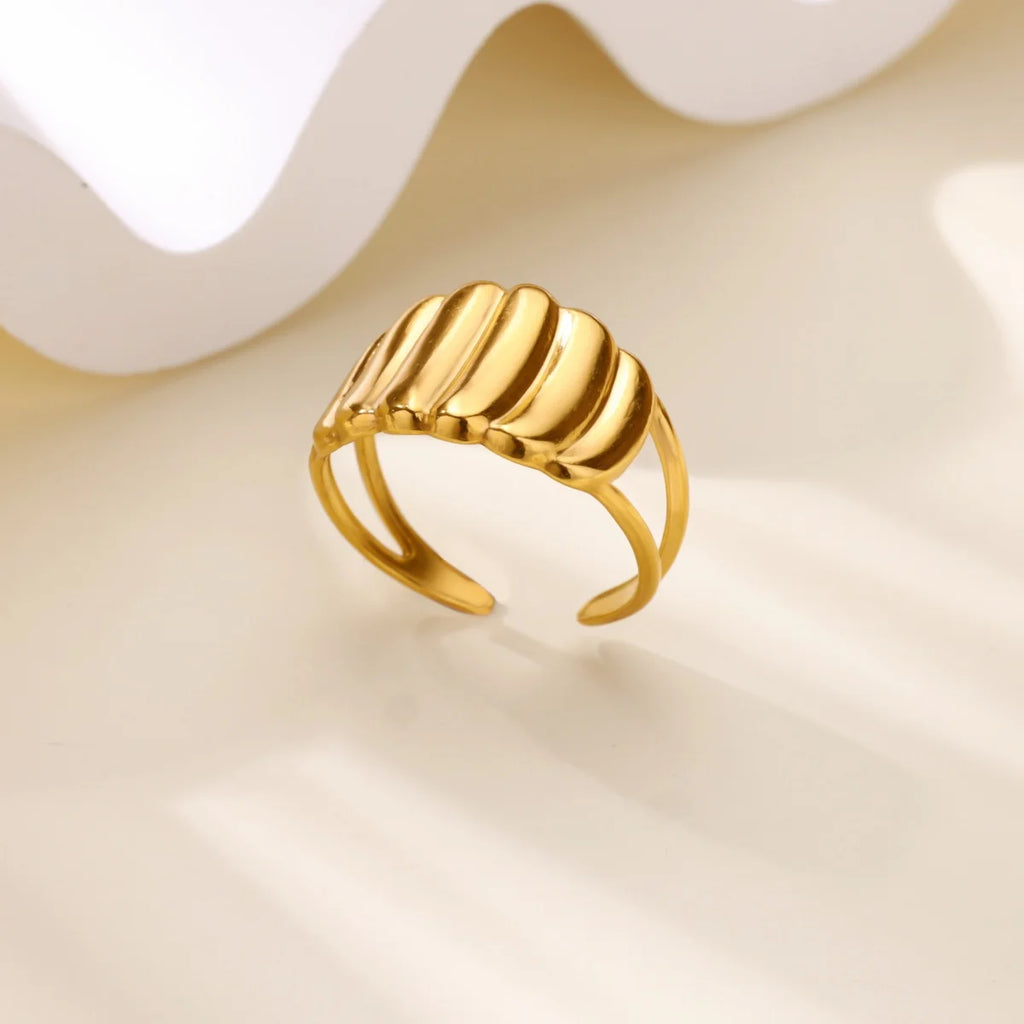 Delicate Flower Wide Band Ring for Women | 18K Gold Plated