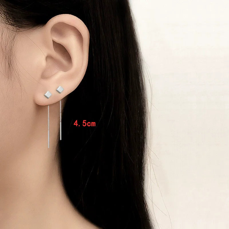 925 Sterling Silver Star Tassel Chain Earrings for Women