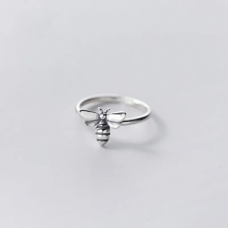 925 Sterling Silver Honeybee Adjustable Ring for Women