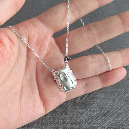 925 Sterling Silver Star Smile Dimple Pendant Necklace for Women