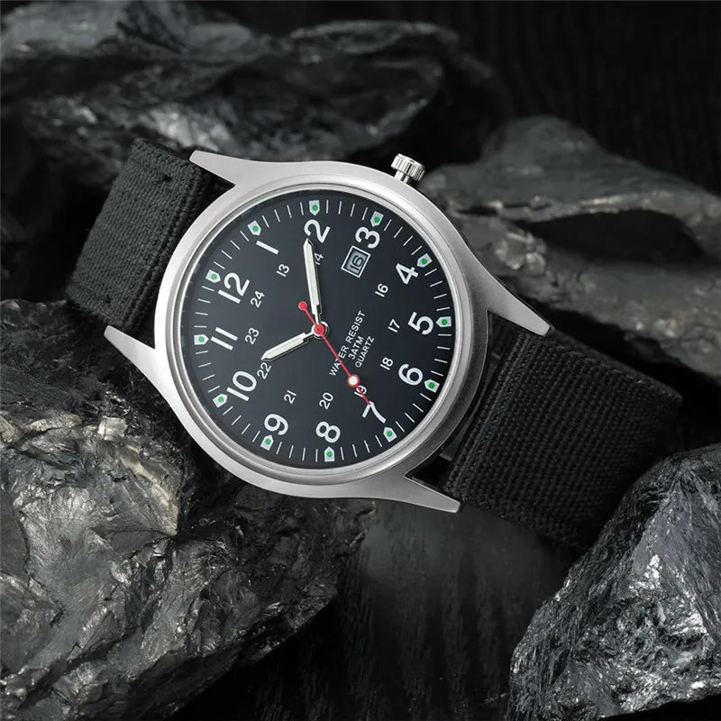 Men's Arabic Dial Quartz Watch with Silicone Strap