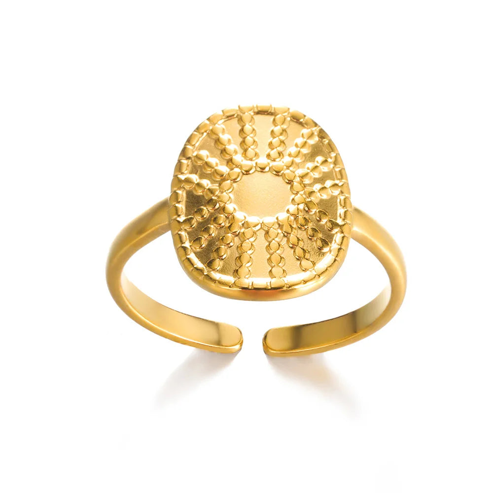 Shell & Star Adjustable Open Ring for Women | 18K Gold Plated