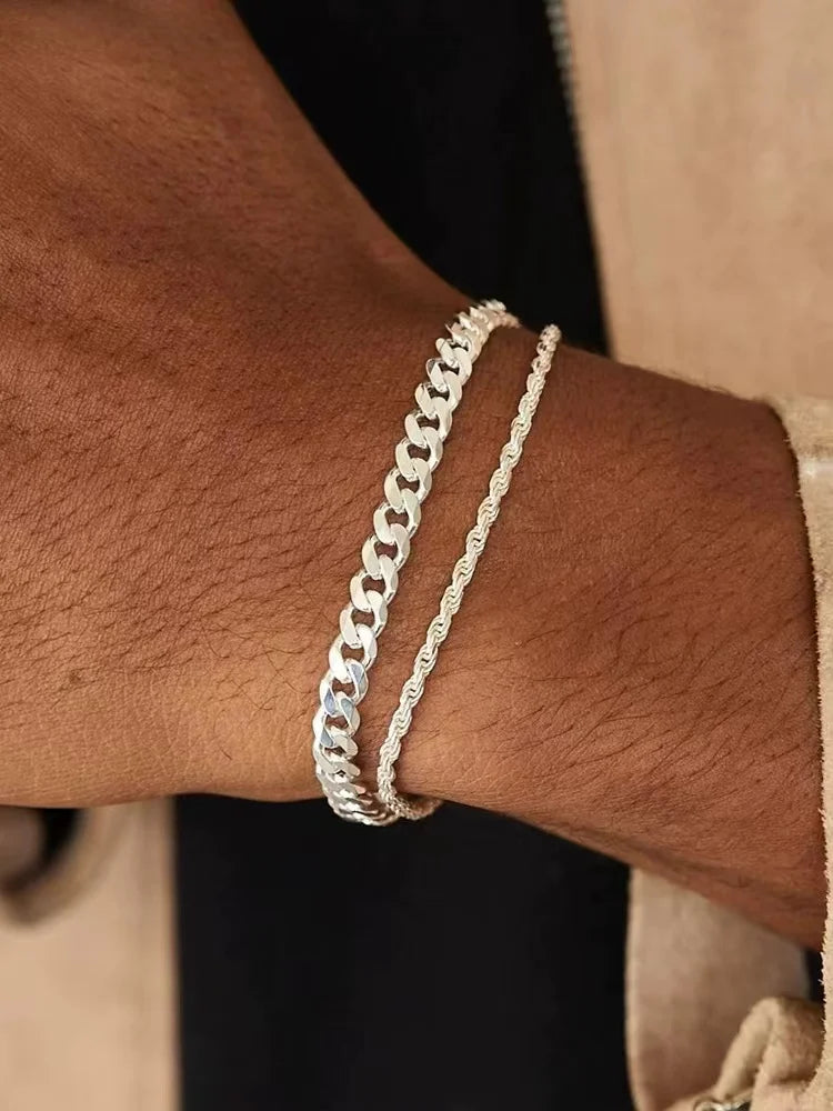 Stainless Steel Singapore Twist Chain Bracelet