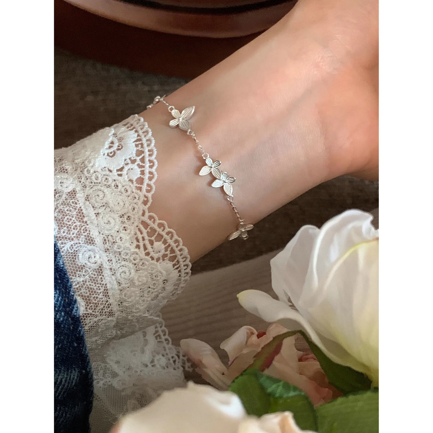 925 Sterling Silver Butterfly Bracelet for Women