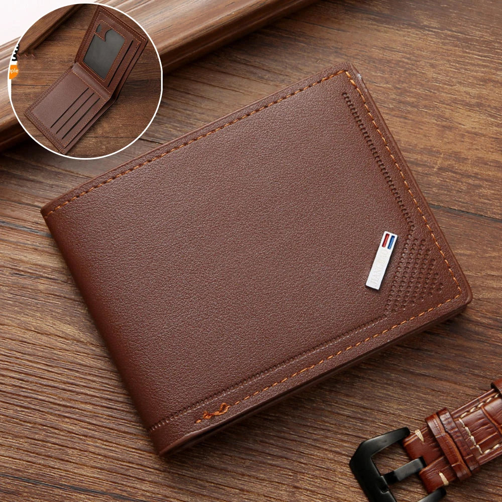 RFID Slim Vertical Men's Wallet | Microfiber Leather Short Card Holder Money Bag