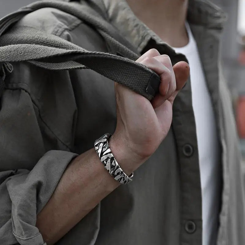 Vintage Silver-Plated Braided Cuff Bracelet