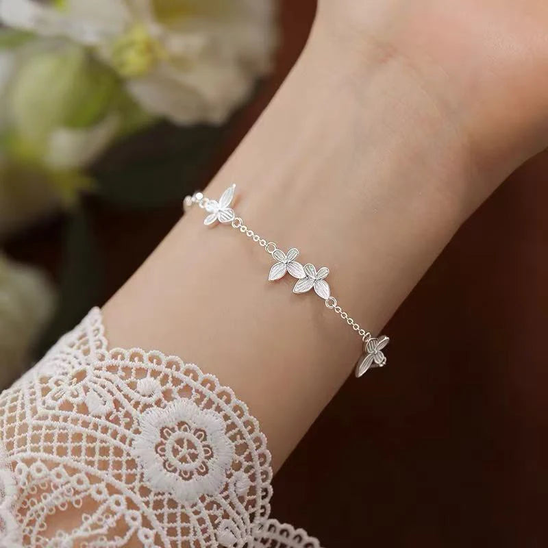925 Sterling Silver Multiple Butterflies Charm Bracelet for Women