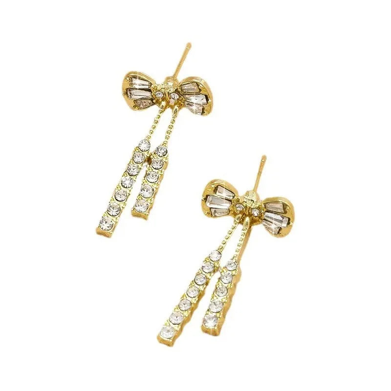 Bow Tie Tassel Drop Earrings for Women
