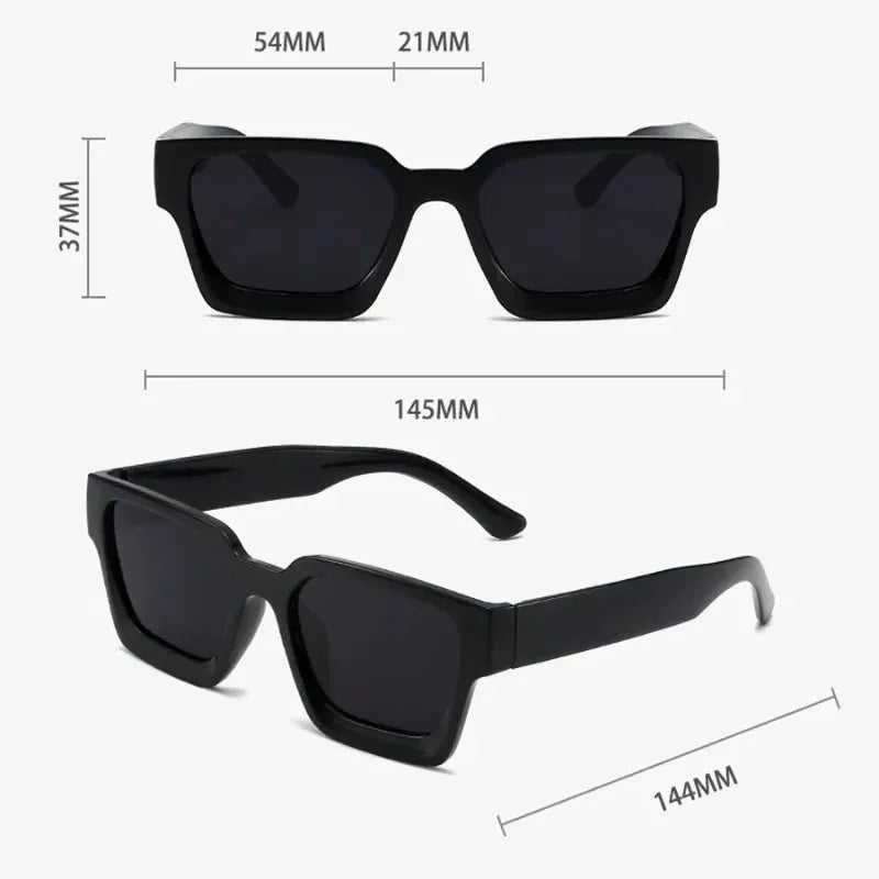 Classic Retro Square Plastic-Frame Sunglasses