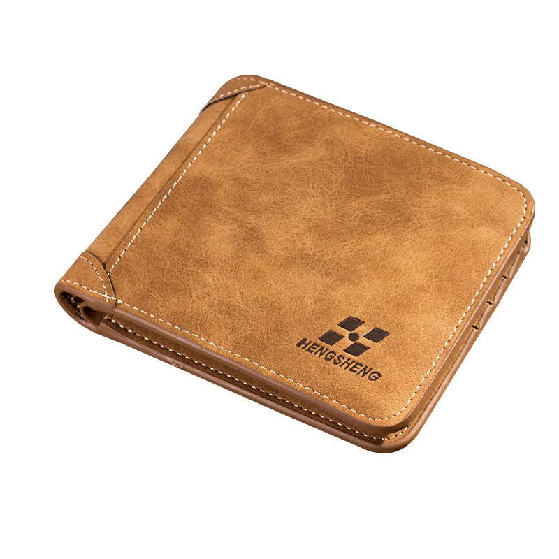 Men's Vintage PU Leather Bifold Wallet | Photo & Card Holder Short Purse