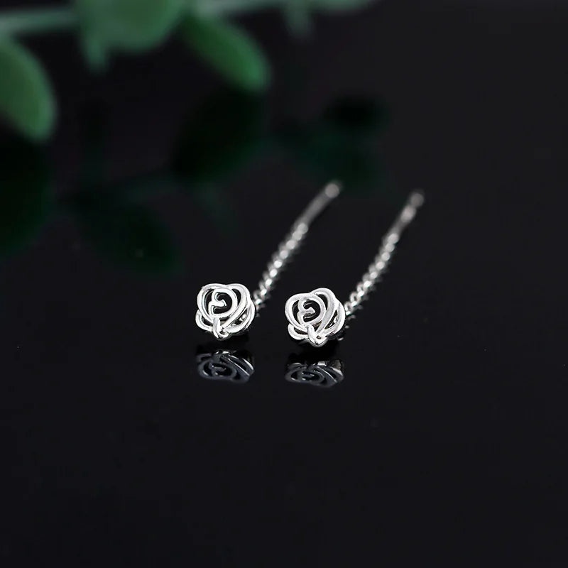 Silver Long Chain Tassel Star Cross Drop Earrings for Women