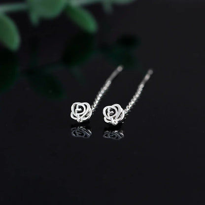 Silver Long Chain Tassel Star Cross Drop Earrings for Women