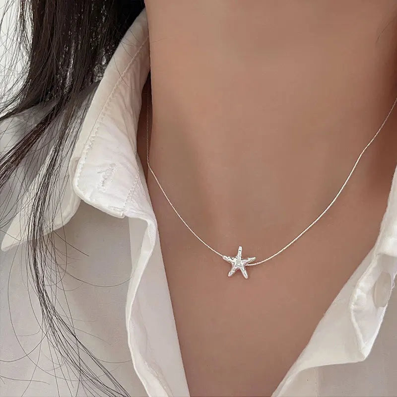 925 Sterling Silver Star Smile Dimple Pendant Necklace for Women