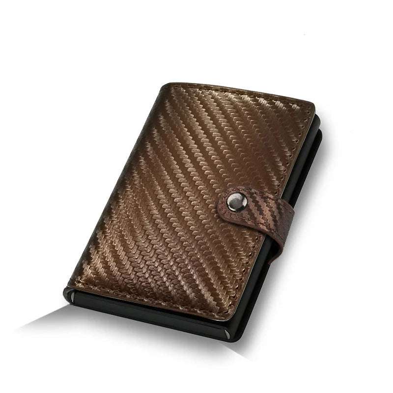 Carbon Fiber RFID Pop-Up Card Holder Wallet | Slim Metal Men's Minimalist Purse