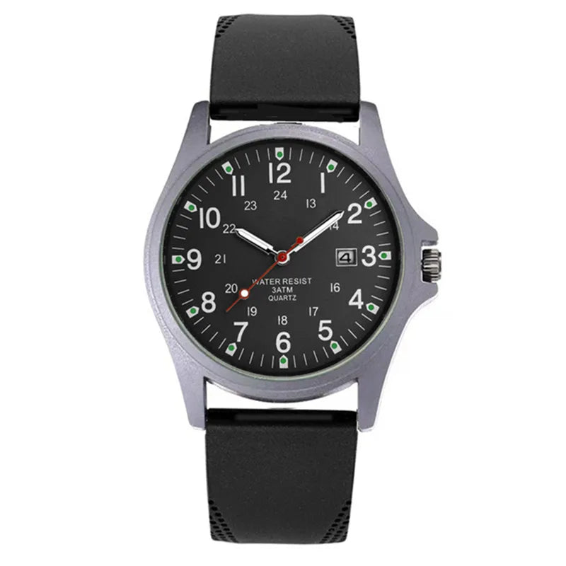 Men's Arabic Dial Quartz Watch with Silicone Strap