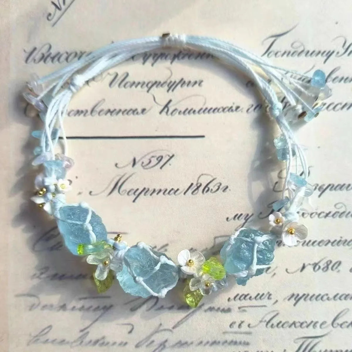 Handwoven Pebble Wreath Crystal Bracelet for Women | Best Friend Gift