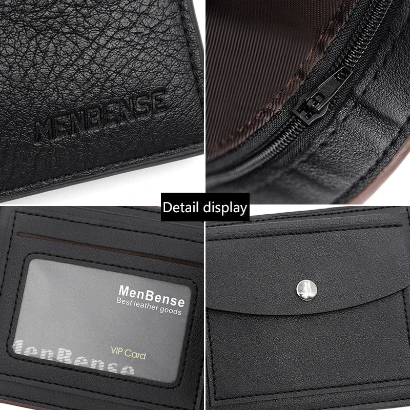 Men's Slim Bifold PU Leather Wallet | Multi-Compartment Card Holder & Coin Purse