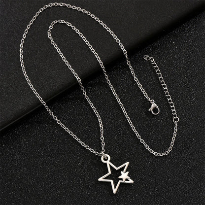 Newest Fashion Tibetan Hollow Double Star Pendant Necklace Choker Charm Black Leather Cord Factory Price Handmade Jewelry Gifts