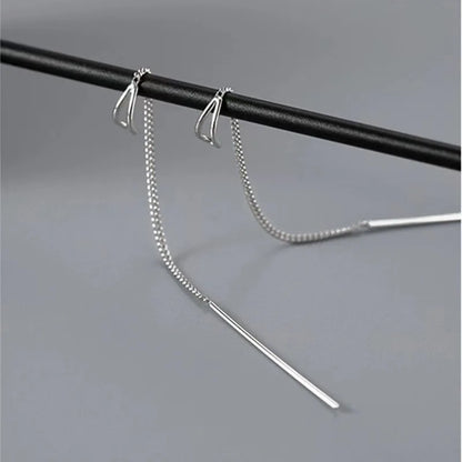 Silver Long Chain Tassel Star Cross Drop Earrings for Women