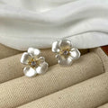 Retro Sanding Flower Zircon Stud Earrings for Women