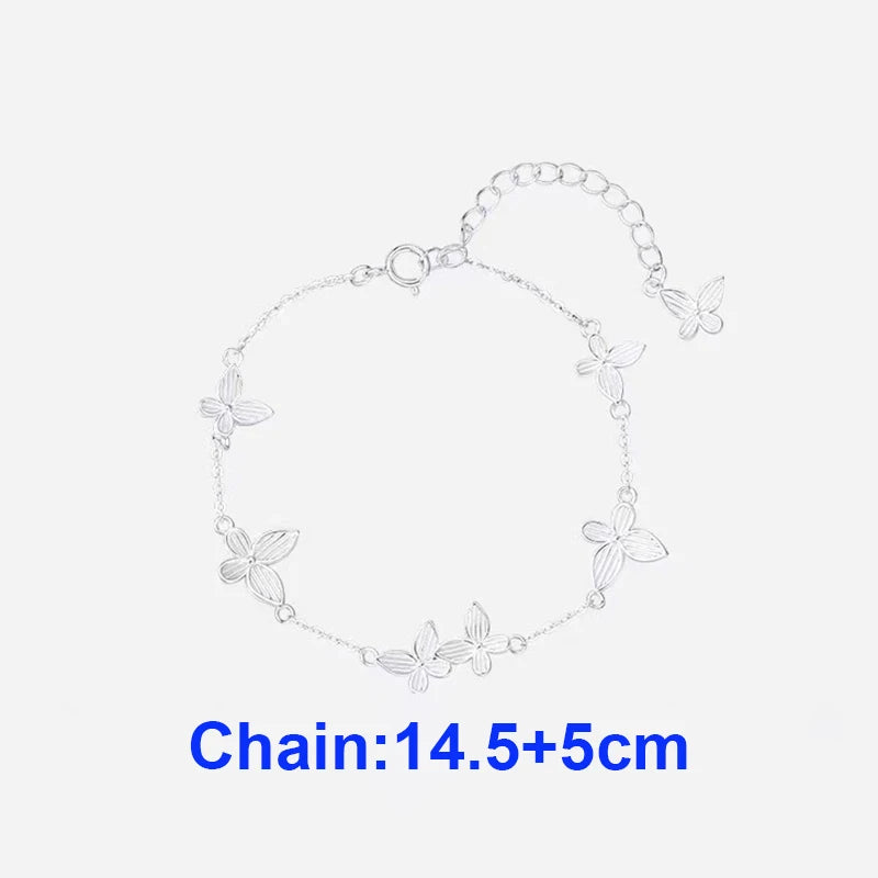925 Sterling Silver Multiple Butterflies Charm Bracelet for Women