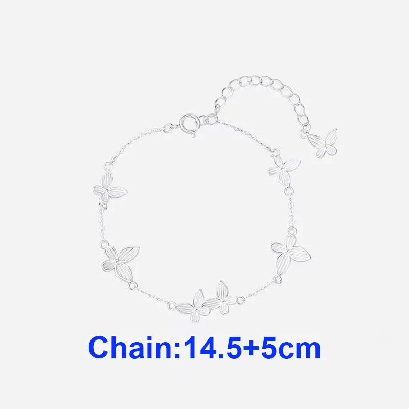 925 Sterling Silver Multiple Butterflies Charm Bracelet for Women