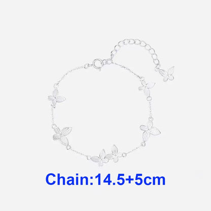 925 Sterling Silver Multiple Butterflies Charm Bracelet for Women