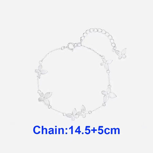 925 Sterling Silver Multiple Butterflies Charm Bracelet for Women