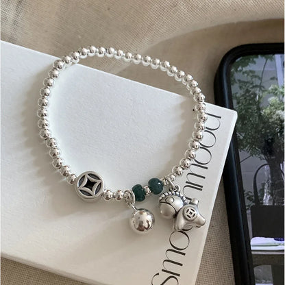 925 Sterling Silver Butterfly Bead String Bracelet for Women