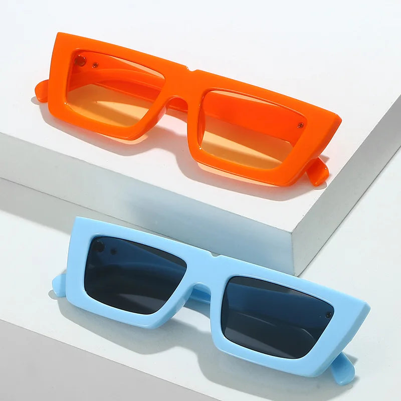 Retro Square Resin-Frame Fashion Sunglasses