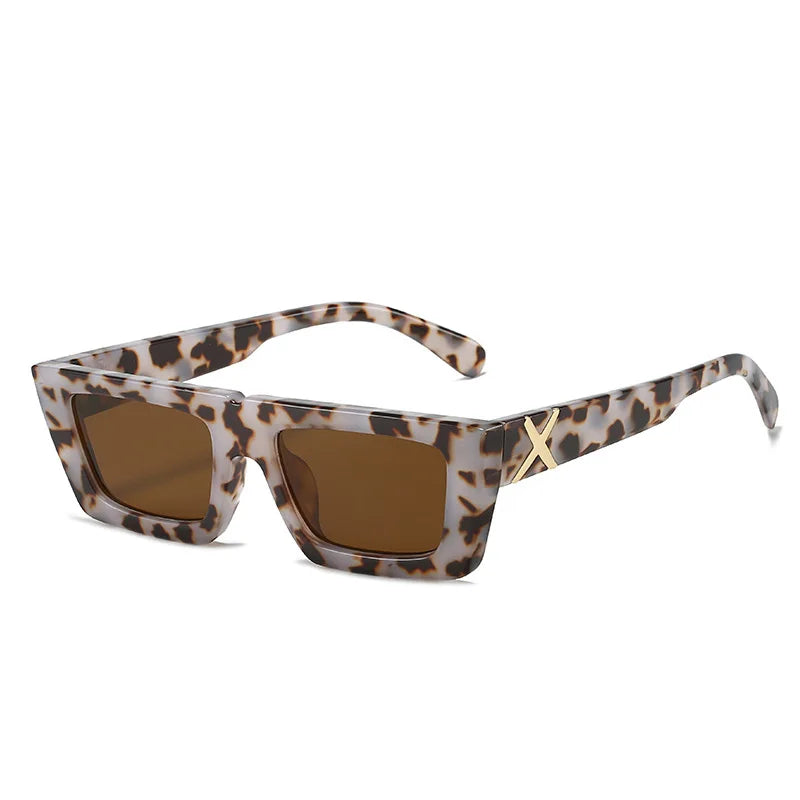 Retro Square Resin-Frame Fashion Sunglasses