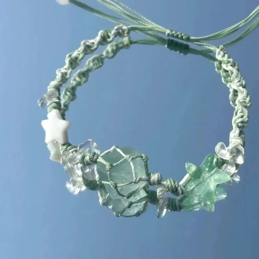 Handwoven Pebble Wreath Crystal Bracelet for Women | Best Friend Gift
