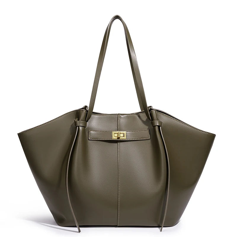 Metal Lock Trapeze Tote Bag for Women