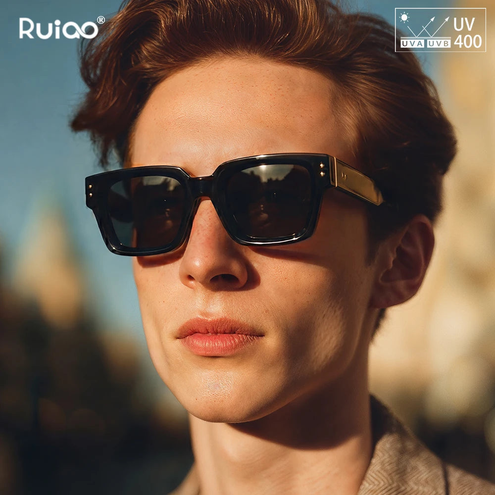 Men's Contemporary Square Polycarbonate Sunglasses