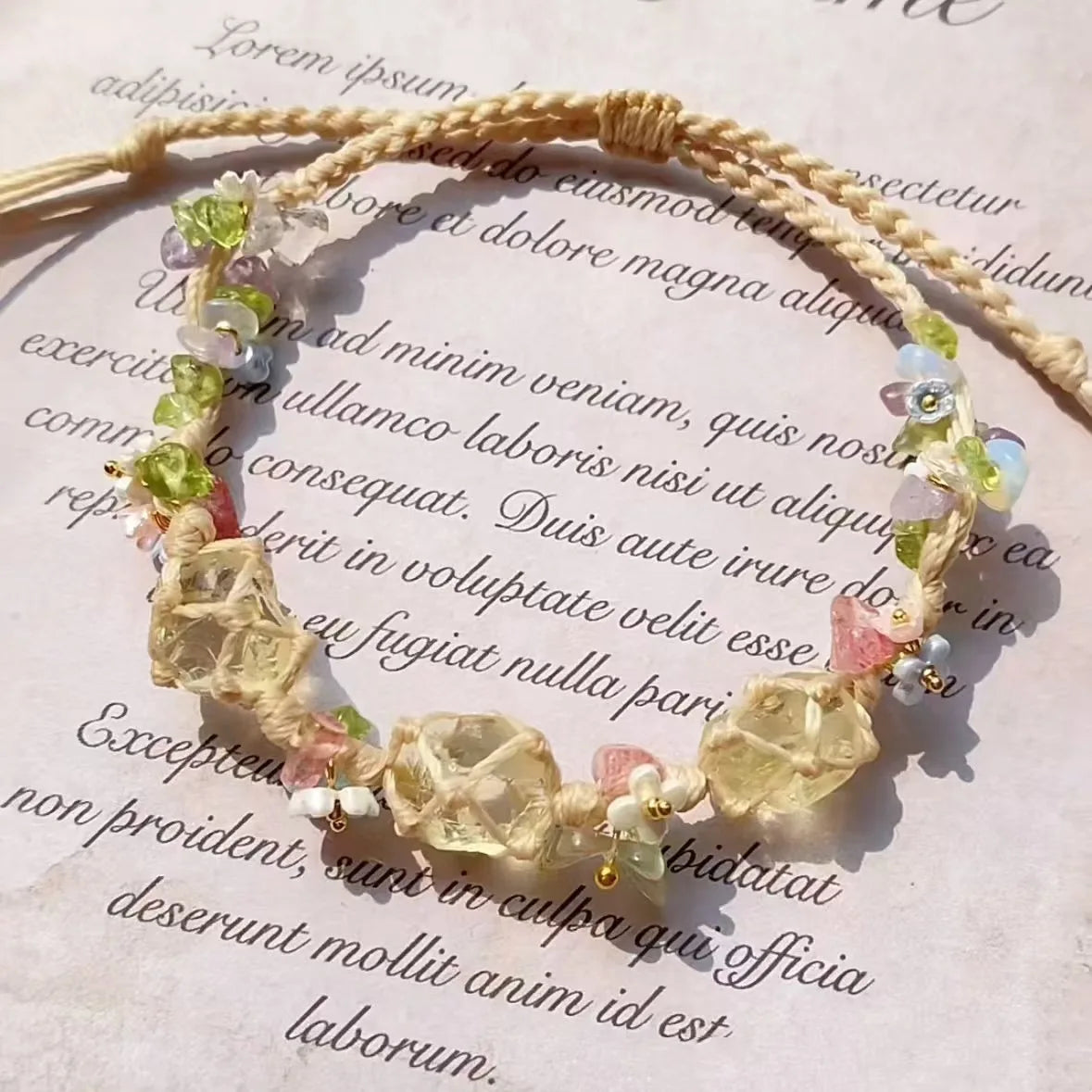 Handwoven Pebble Wreath Crystal Bracelet for Women | Best Friend Gift