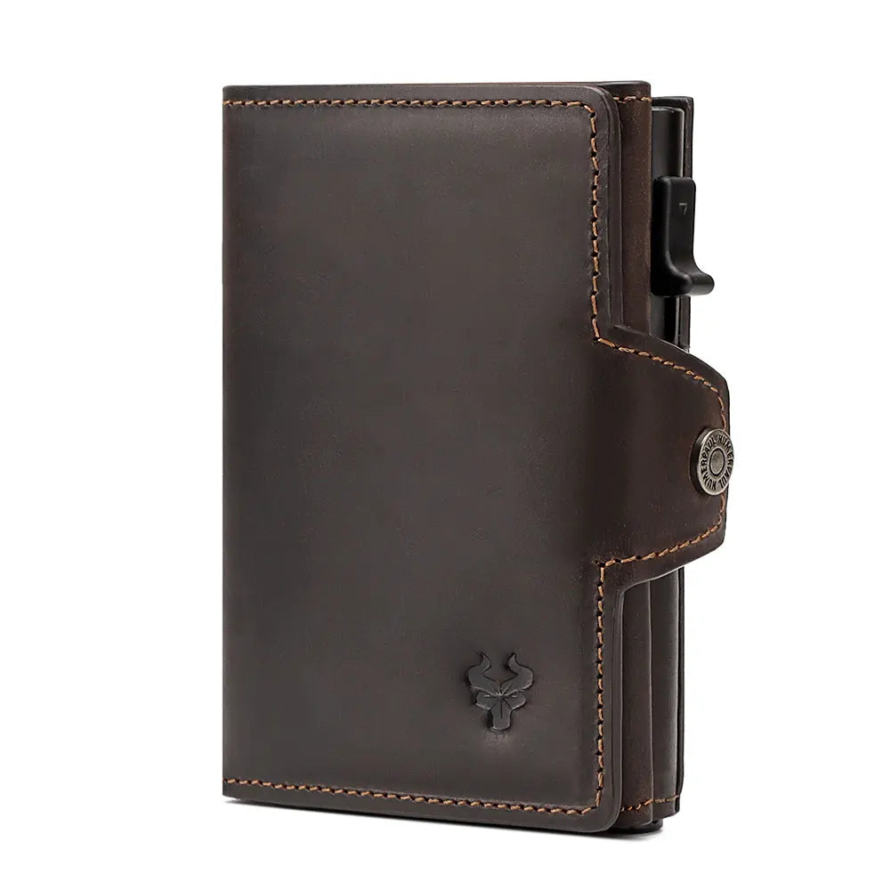 Smart Pop-Up | PU Leather Men's Wallet | RFID Blocking Slim Card Case with Zip Coin Pocket