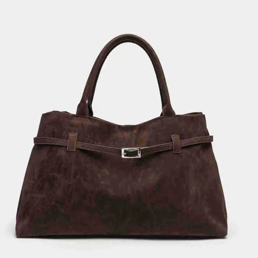 Vintage Faux Suede Tote Bag for Women