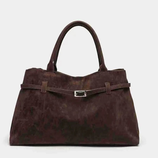 Vintage Faux Suede Tote Bag for Women