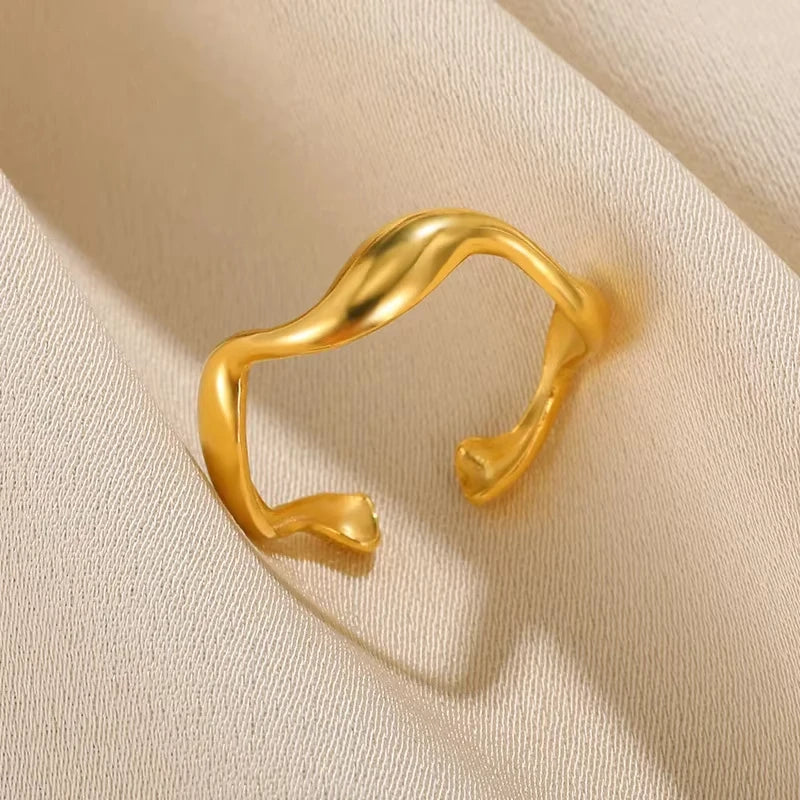 Multilayer Geometric Open Ring for Women | Vintage 18K Gold Plated