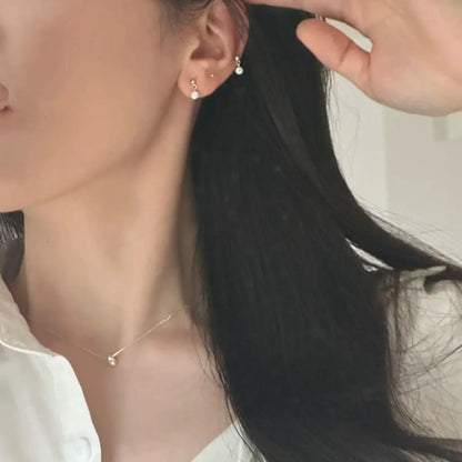 925 Sterling Silver Bead Geometric Pendant Choker Necklace for Women