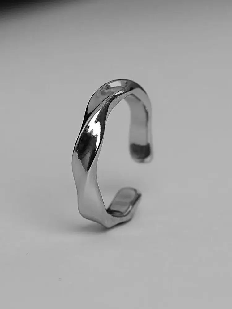 Mobius Wave Open Ring in Silver Alloy for Women and Men