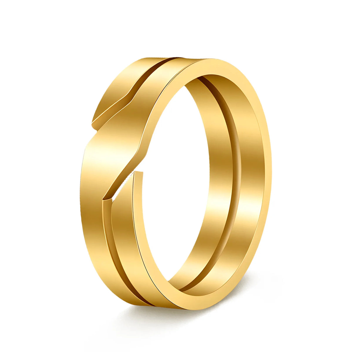 Geometric Slanted Notch Stainless Steel Ring for Men and Women