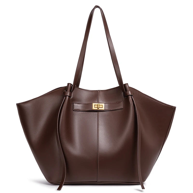 Metal Lock Trapeze Tote Bag for Women