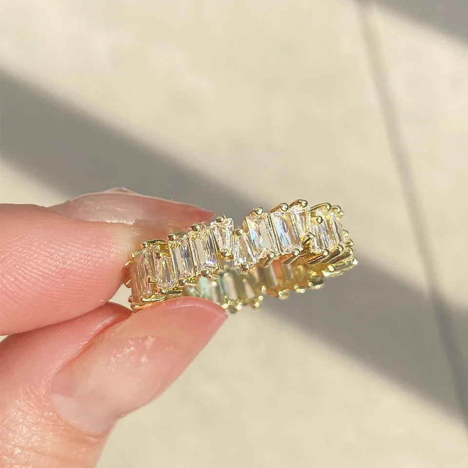 Baguette Cubic Zirconia Ring in 18K Gold for Women
