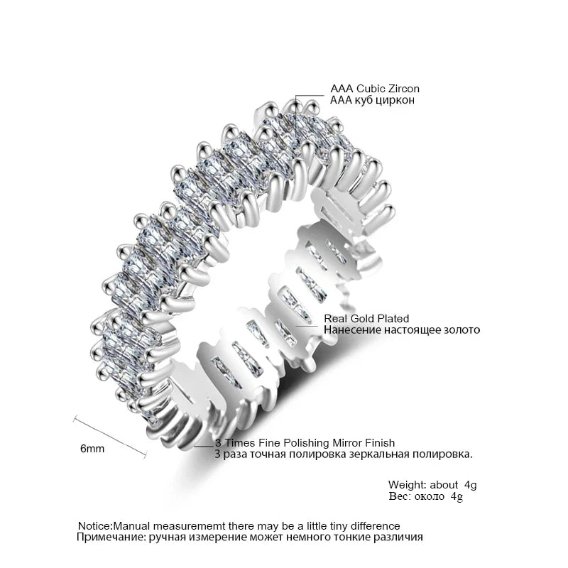 Baguette Cubic Zirconia Ring in 18K Gold for Women