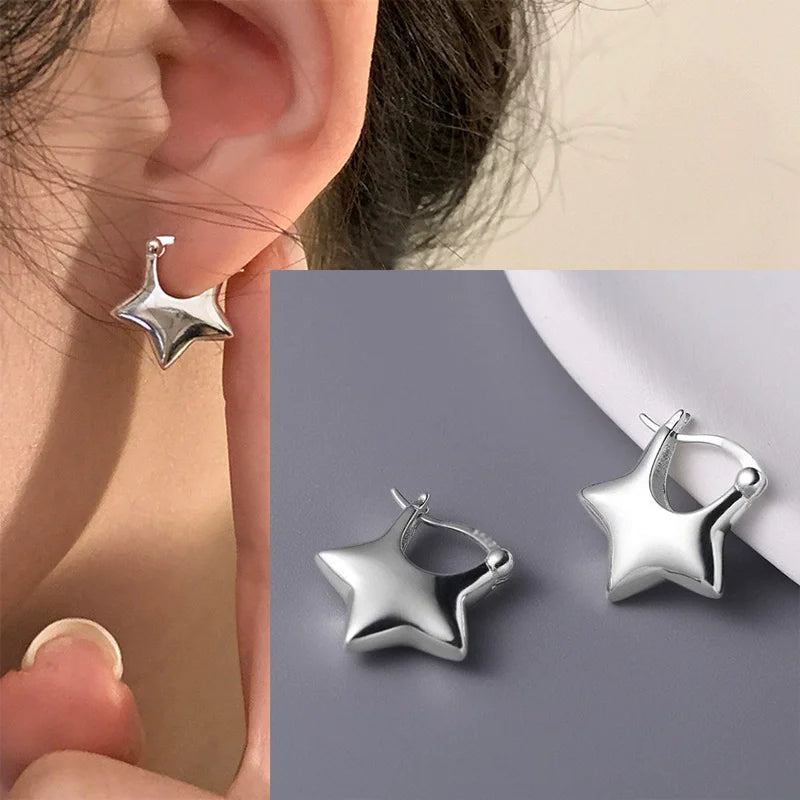 925 Sterling Silver Star Tassel Chain Earrings for Women