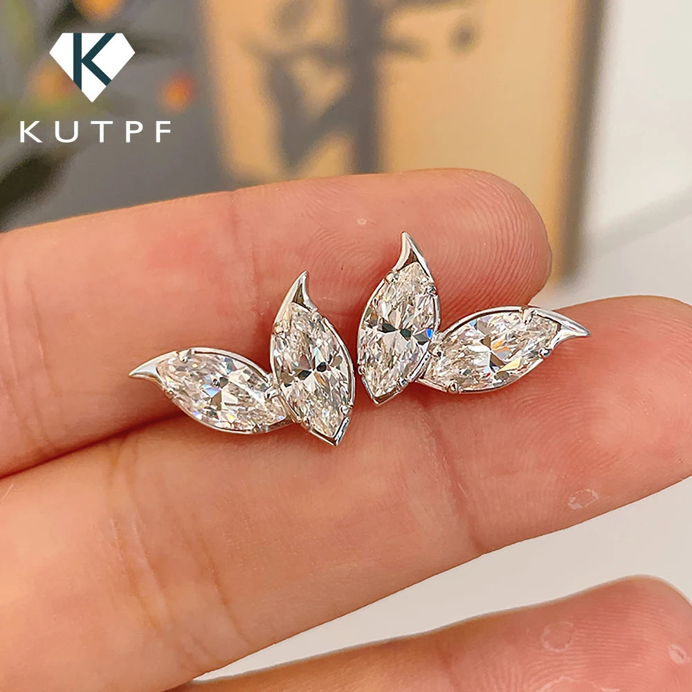 925 Sterling Silver Moissanite Marquise Stud Earrings for Women