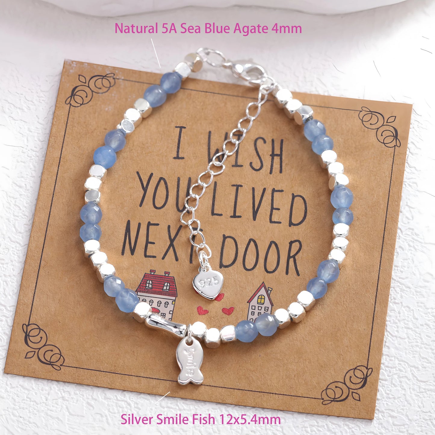 925 Sterling Silver Butterfly Bead String Bracelet for Women