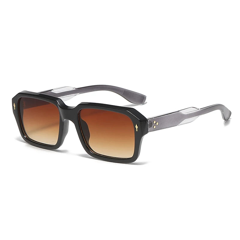 Men's Retro Rectangle Plastic-Frame Sunglasses